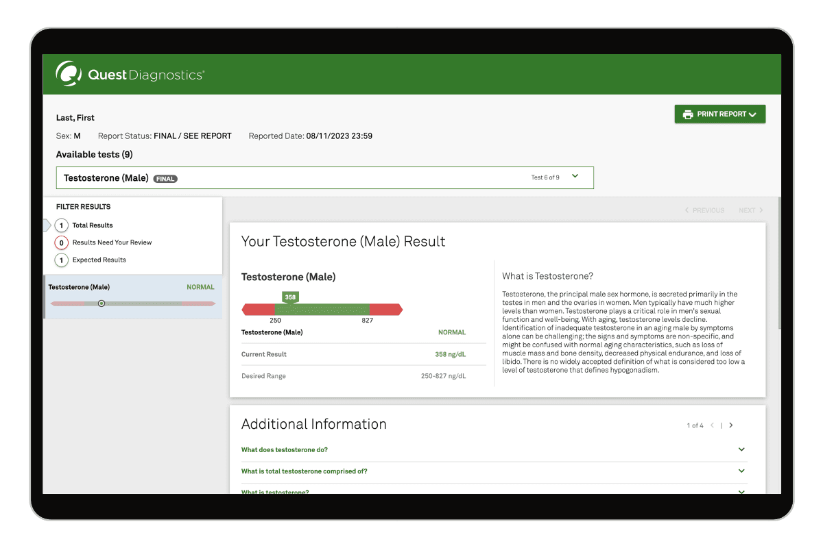 Testosterone Test — Men's