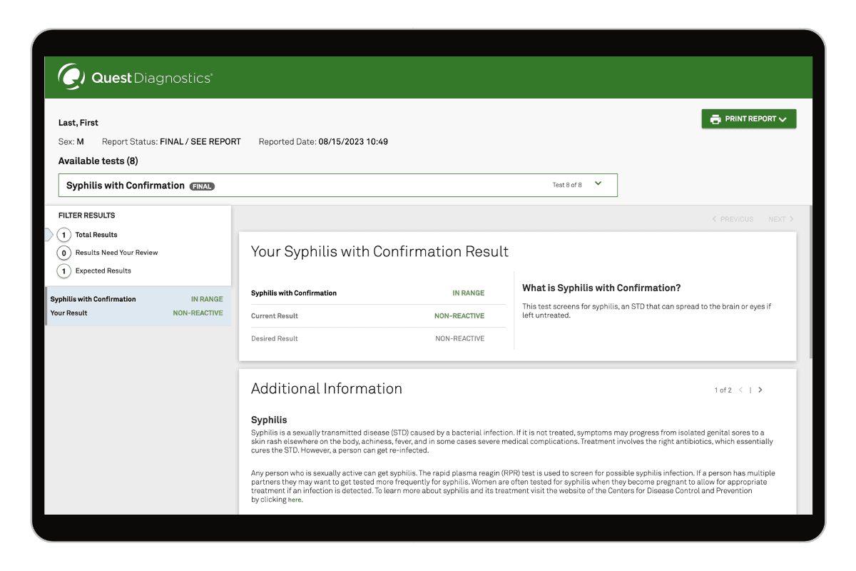 Syphilis Test With Confirmation