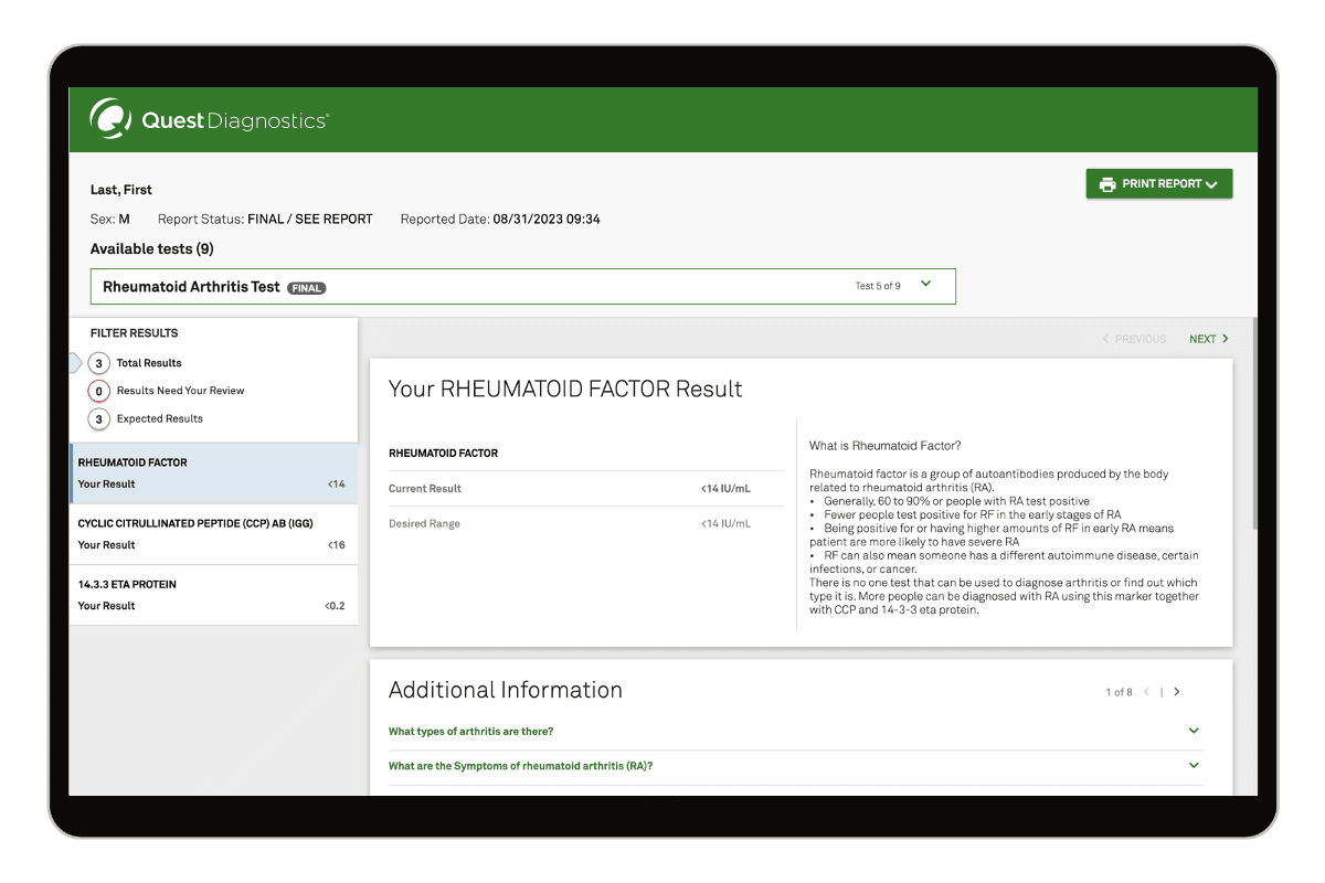 Rheumatoid Arthritis Test