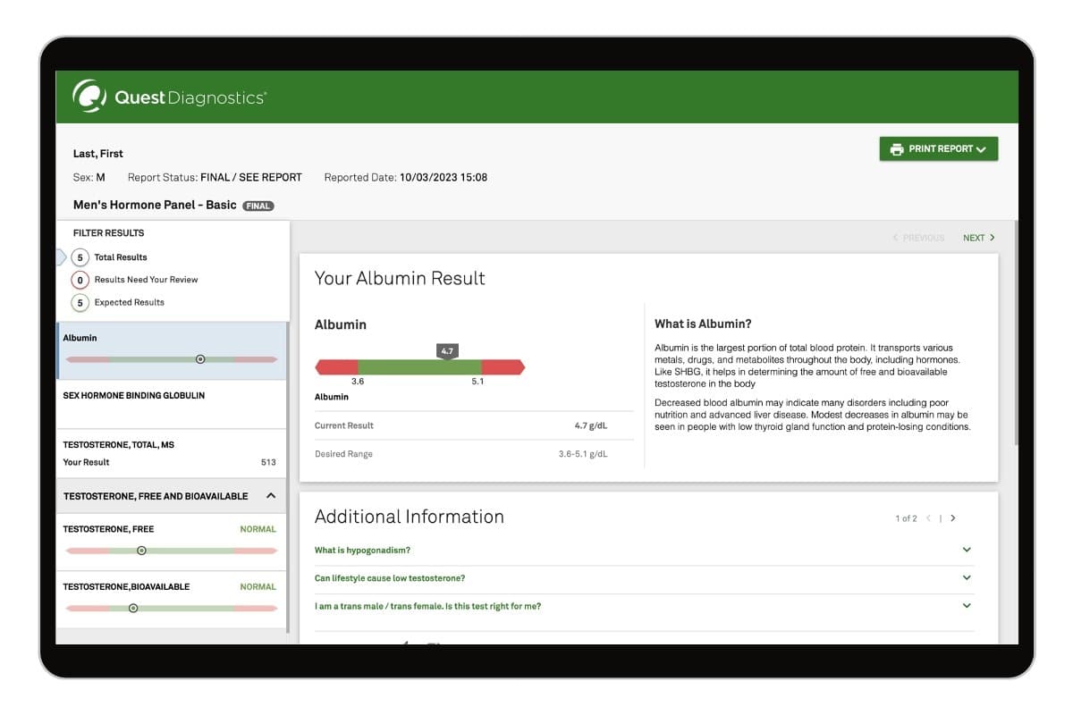 Men's Hormone Test Panel — Basic